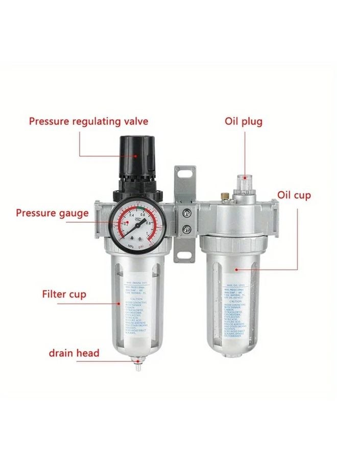 Air Compressor Filter Regulator Combo Kit 1 2 Inch Aluminum Body Oil Water Trap System - Image 5
